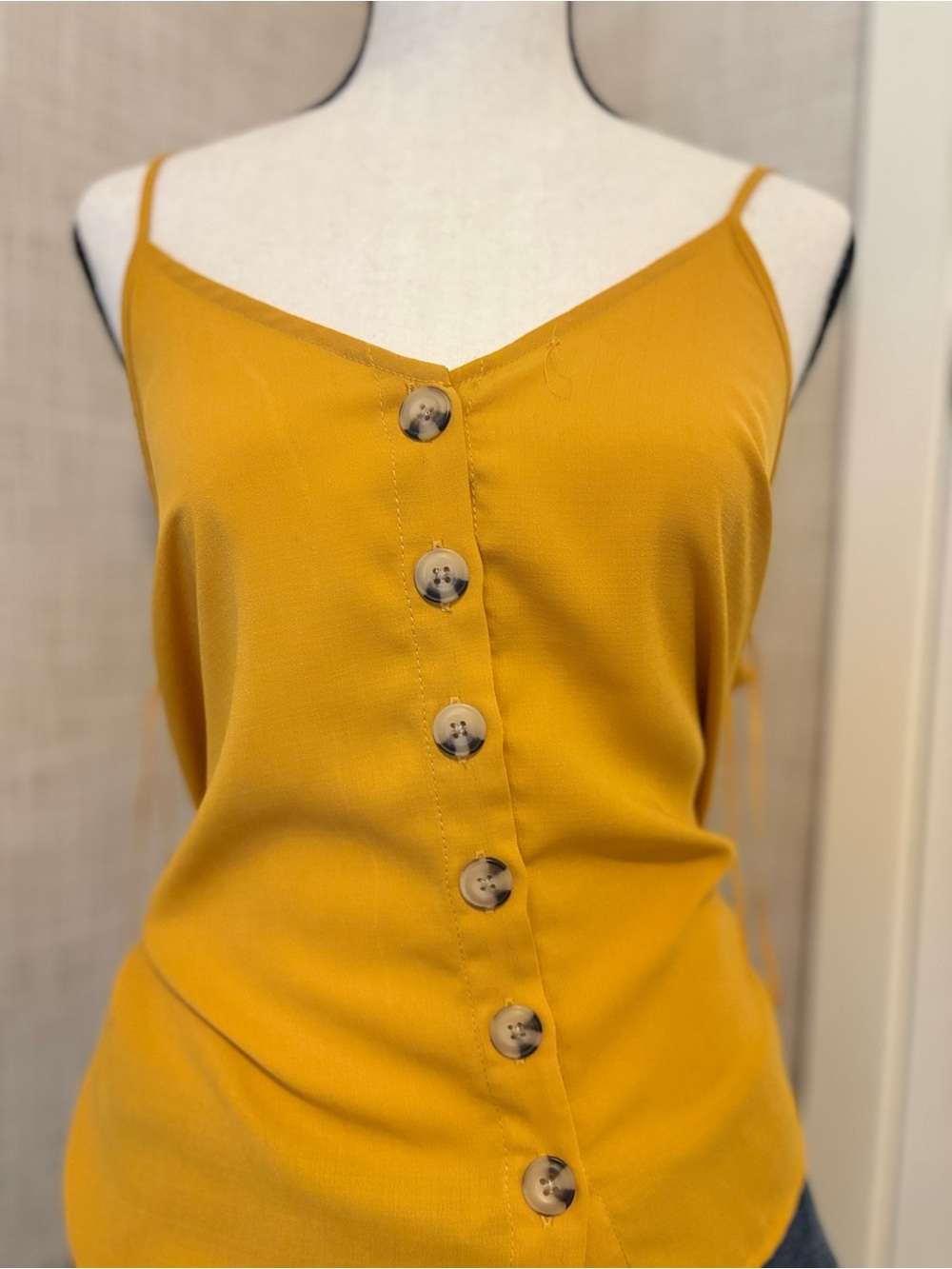 Paper Crane Mustard Button-Front Cami